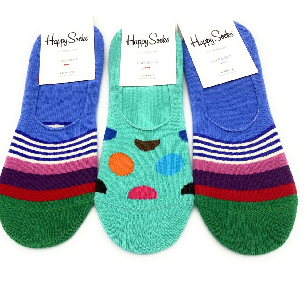 3 Pairs Happy Socks Unisex Sock Liners